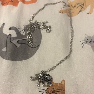 women’s silver adjustable elephant necklace